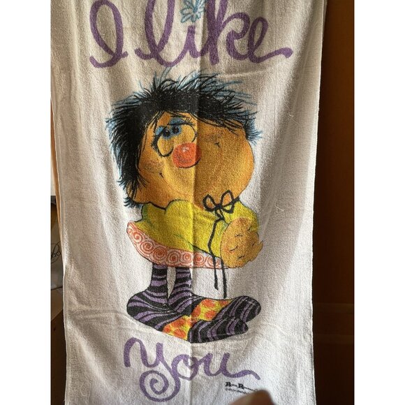 Vintage I Like You Cartoon Character Towel With Orange Swirl Skirt & Striped Soc - Picture 2 of 8